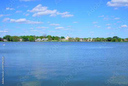 Landscape of lake Morton in city center of lakeland Florida 