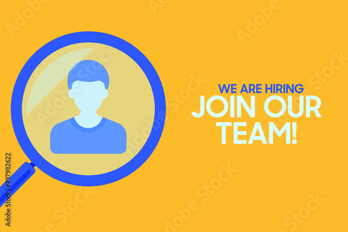 Business recruiting concept. We are hiring. Flyer design. Vector illustration Banner with "we are hiring" for decoration design.