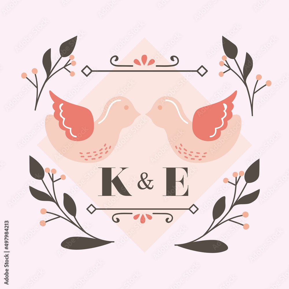 Wedding Card With Initials Stock Vector Adobe Stock