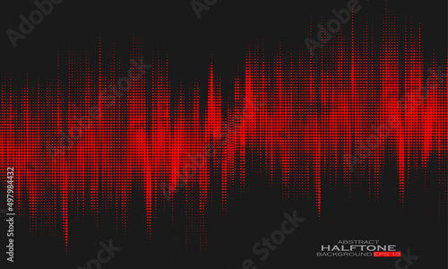 Red halftone vector abstract background on black theme