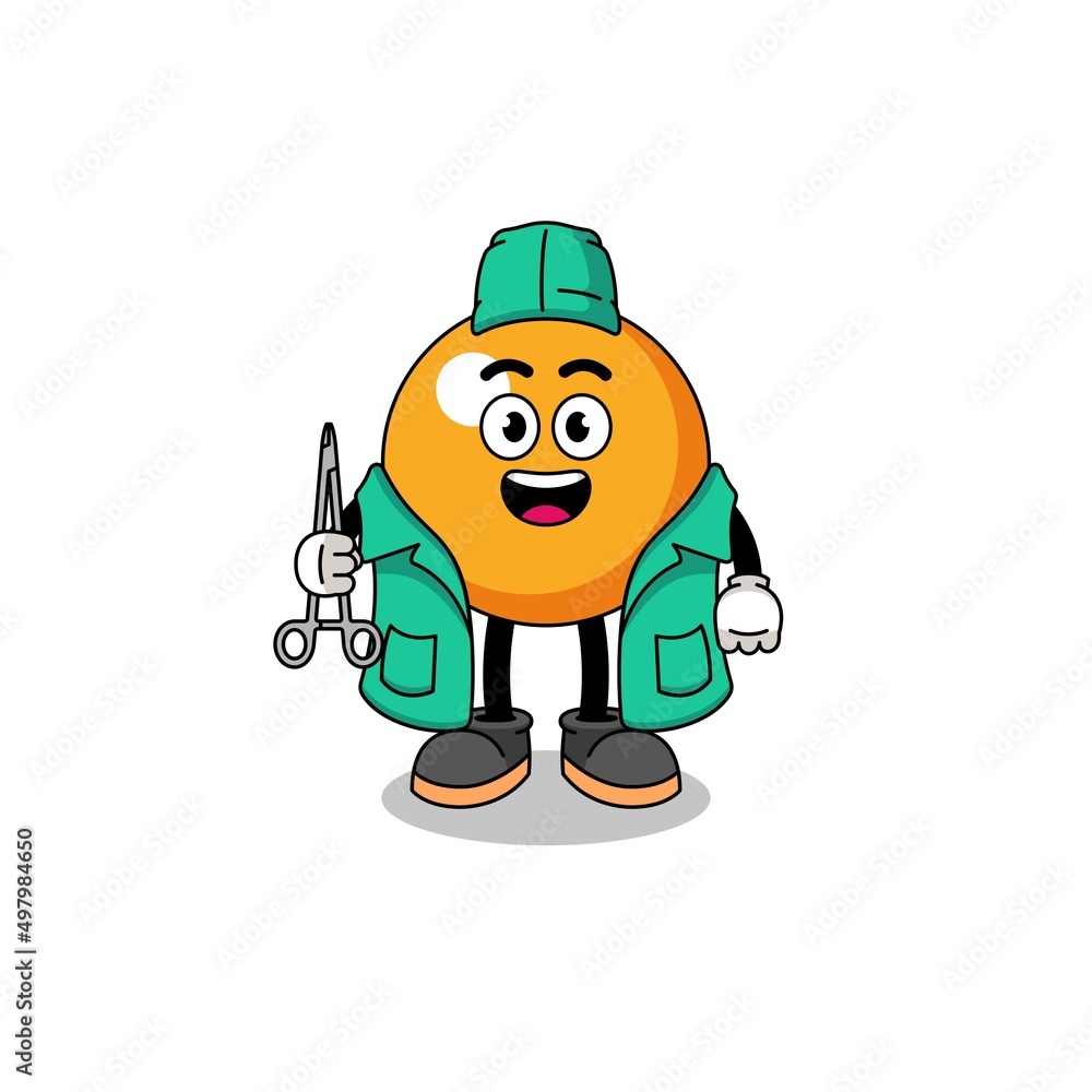 Illustration of ping pong ball mascot as a surgeon