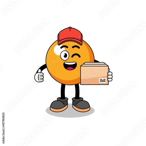 ping pong ball mascot cartoon as an courier