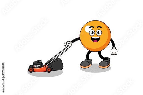 ping pong ball illustration cartoon holding lawn mower