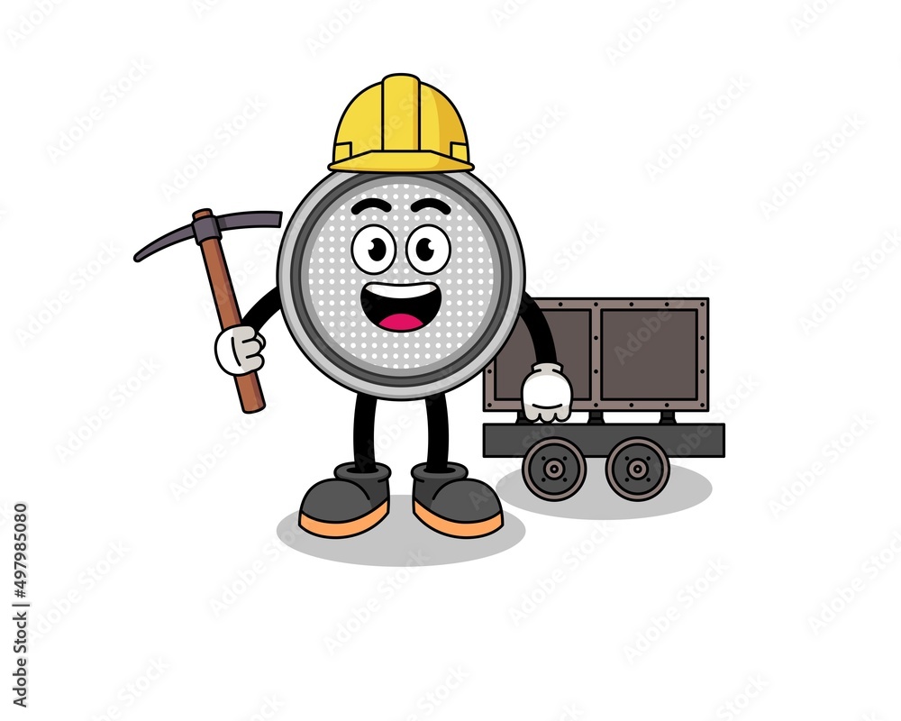 Mascot Illustration of button cell miner Mascot Illustration of button cell miner