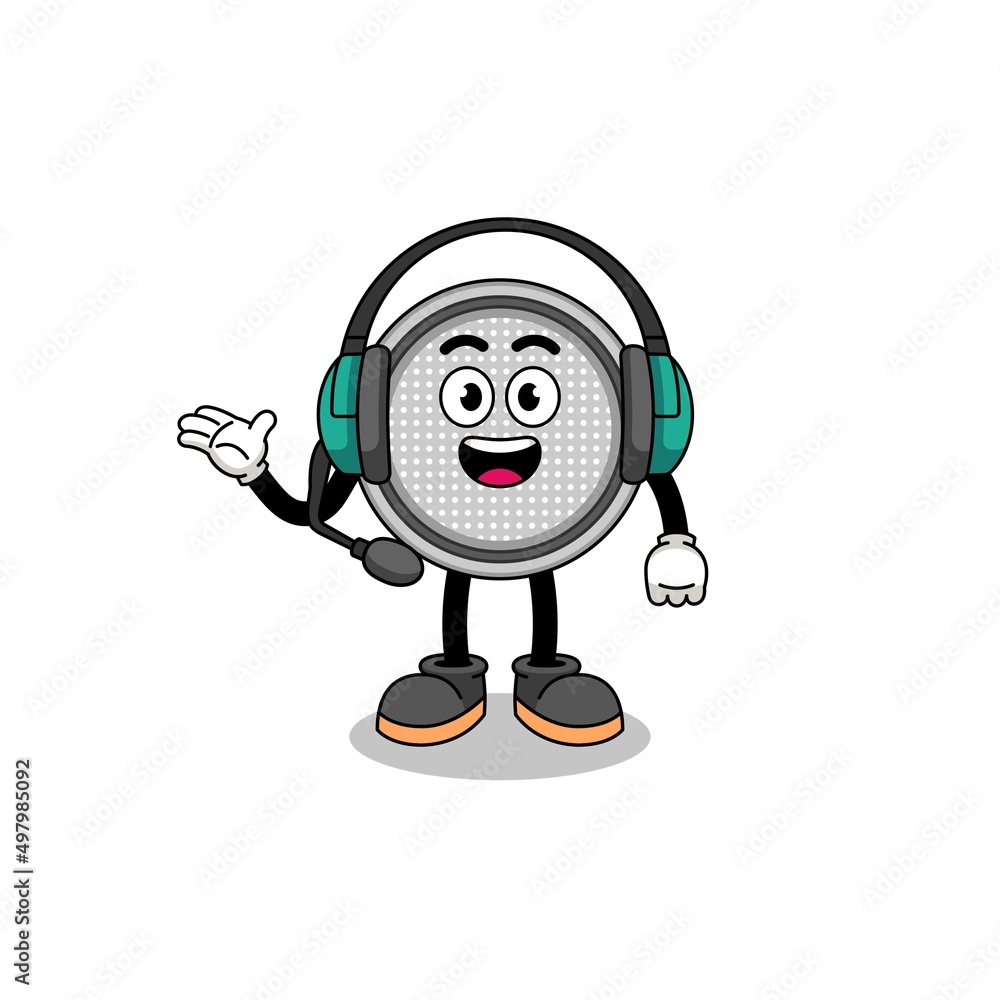 Mascot Illustration of button cell as a customer services Mascot Illustration of button cell as a customer services