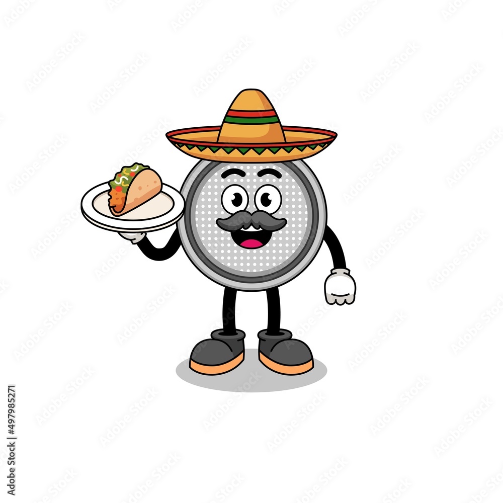 Character cartoon of button cell as a mexican chef Character cartoon of button cell as a mexican chef