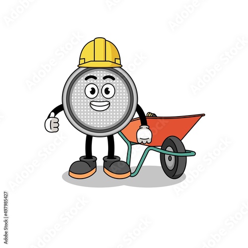 button cell cartoon as a contractor