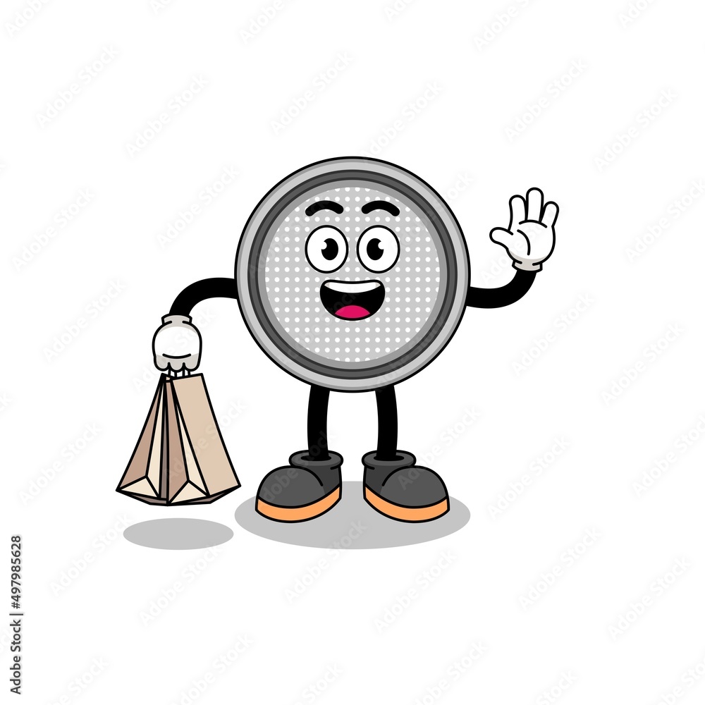 Cartoon of button cell shopping Cartoon of button cell shopping