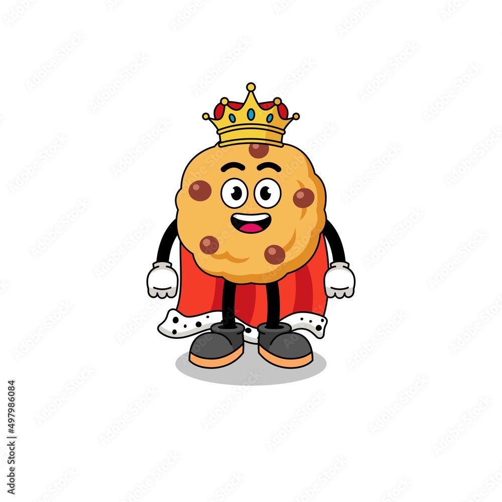Mascot Illustration of chocolate chip cookie king Mascot Illustration of chocolate chip cookie king