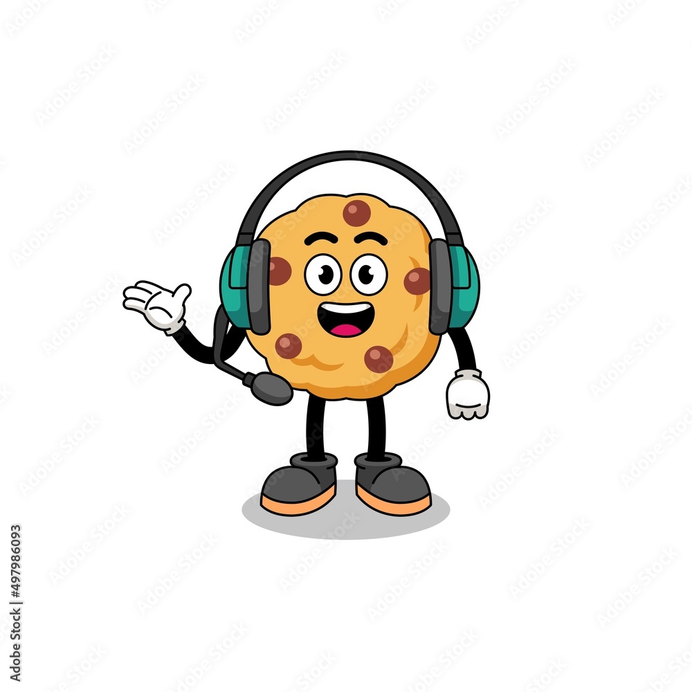 Mascot Illustration of chocolate chip cookie as a customer services