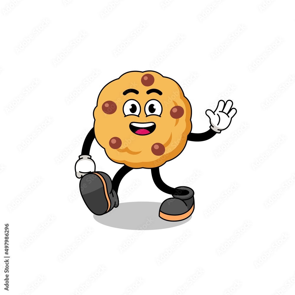 chocolate chip cookie cartoon walking chocolate chip cookie cartoon walking