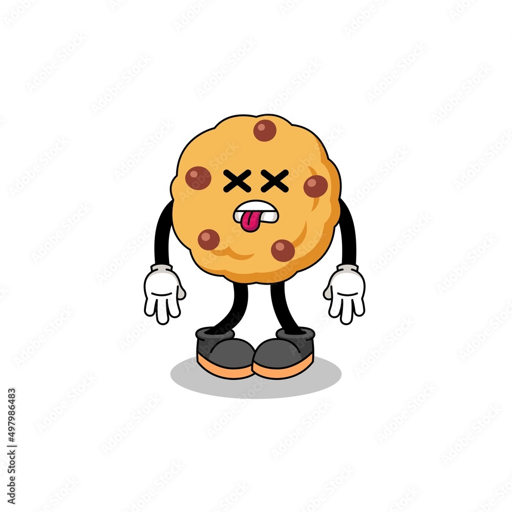 chocolate chip cookie mascot illustration is dead