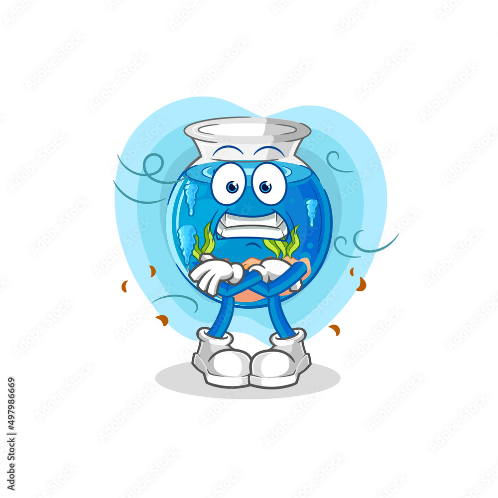 Obraz premium fish bowl cold illustration. character vector