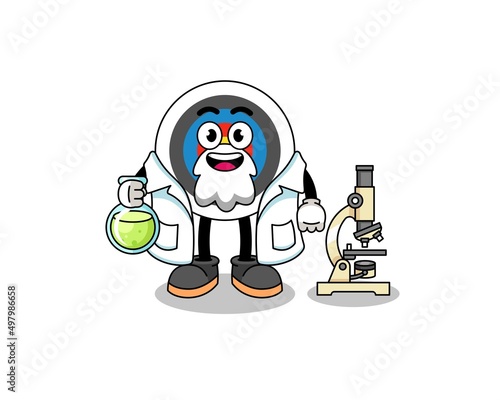 Mascot of archery target as a scientist