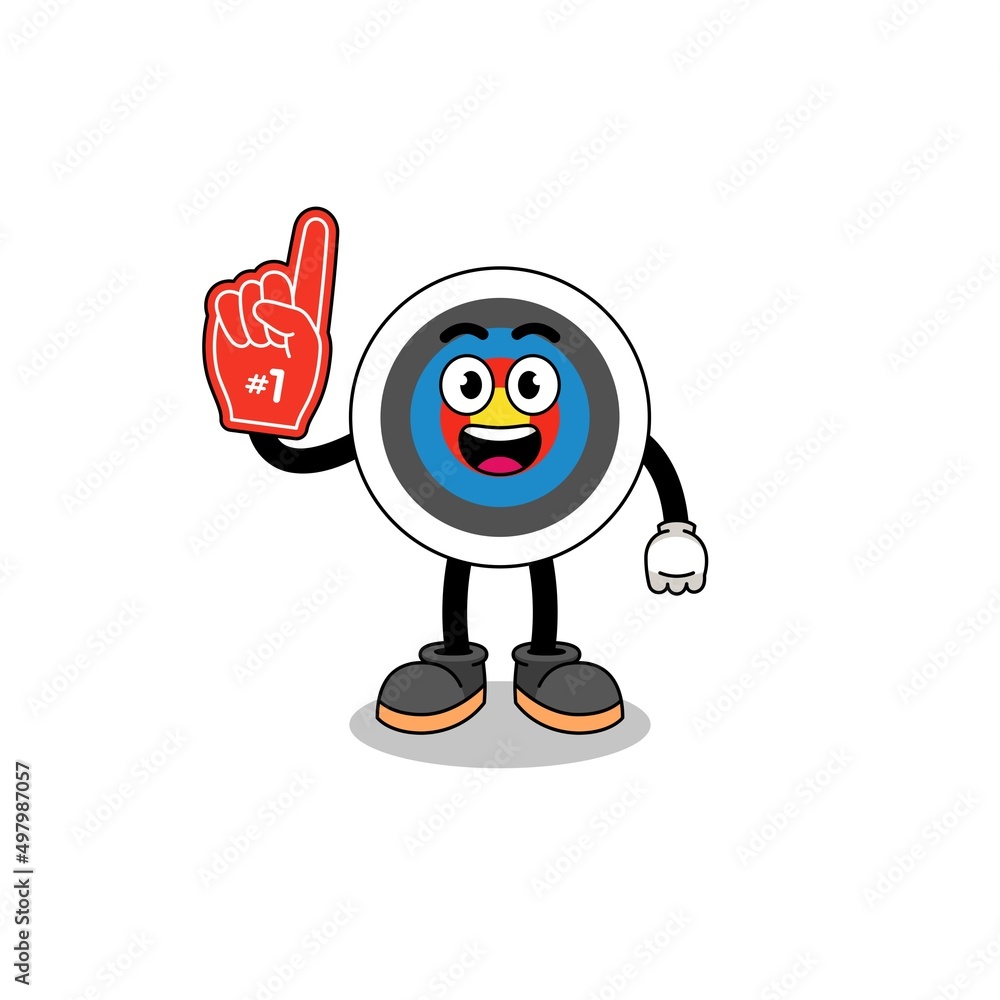 Cartoon mascot of archery target number 1 fans Cartoon mascot of archery target number 1 fans