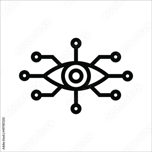 Bionic eye icon. Thin linear bionic eye outline icon isolated on white background from artificial intellegence and future technology collection. Line vector sign, symbol for web and mobile