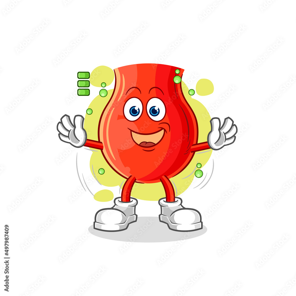 uvula full battery character. cartoon mascot vector