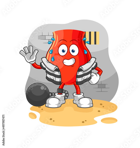 uvula criminal in jail. cartoon character