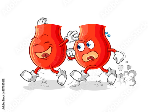 uvula play chase cartoon. cartoon mascot vector