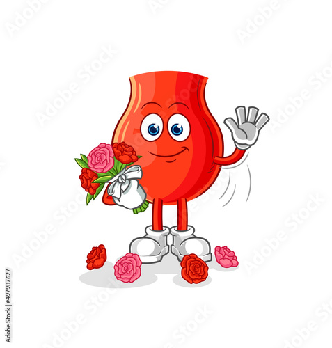 uvula with bouquet mascot. cartoon vector