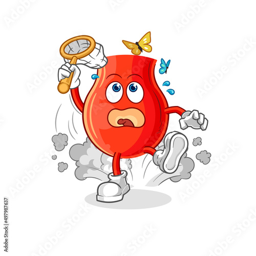 uvula catch butterfly illustration. character vector
