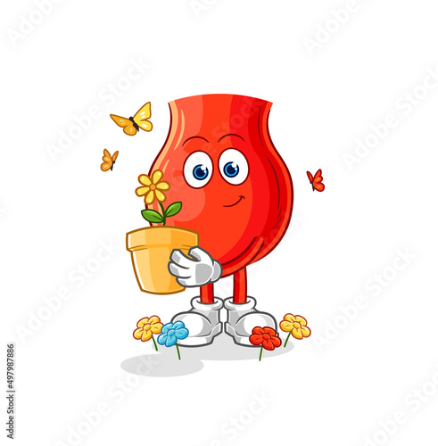 uvula with a flower pot. character vector