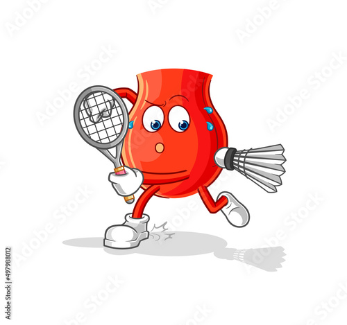 uvula playing badminton illustration. character vector