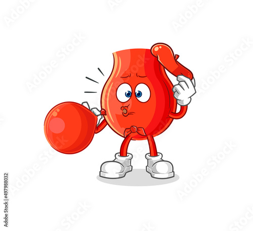uvula pantomime blowing balloon. cartoon mascot vector