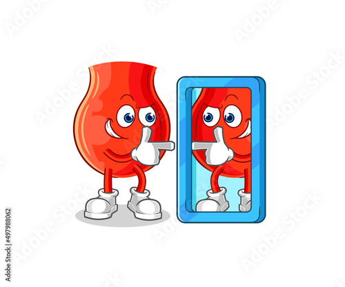 uvula looking into mirror cartoon. cartoon mascot vector
