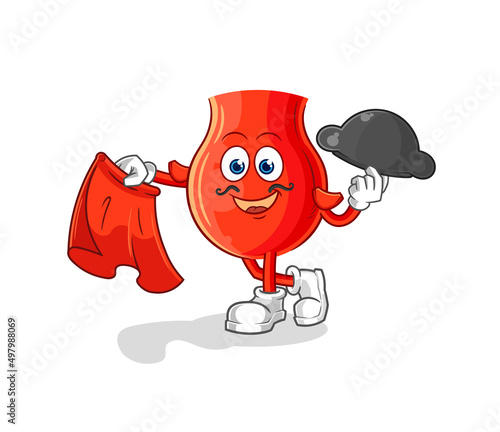 uvula matador with red cloth illustration. character vector