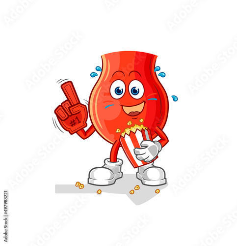 uvula fan with popcorn illustration. character vector