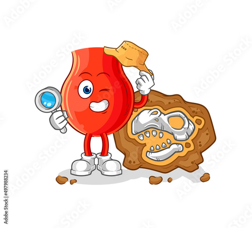 uvula archaeologists with fossils mascot. cartoon vector