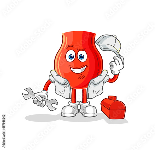 uvula mechanic cartoon. cartoon mascot vector