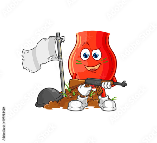 uvula army character. cartoon mascot vector