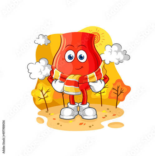 uvula in the autumn. cartoon mascot vector