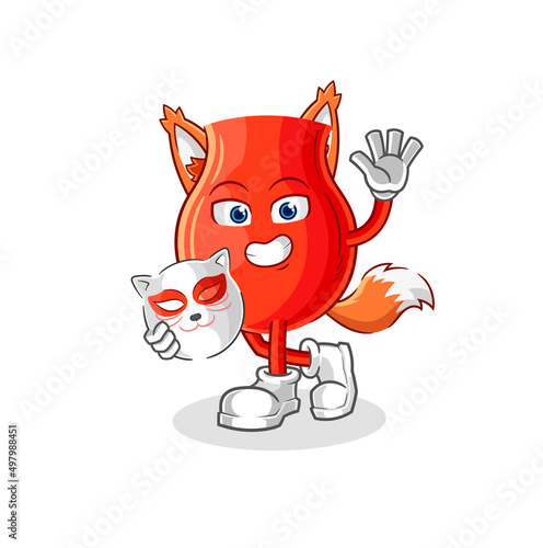 uvula japanese fox character. cartoon mascot