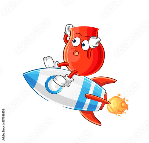 uvula ride a rocket cartoon mascot vector
