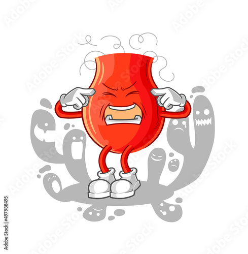 depressed uvula character. cartoon vector