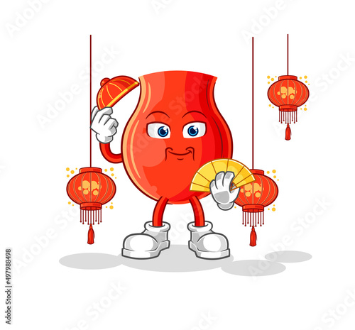 uvula Chinese with lanterns illustration. character vector