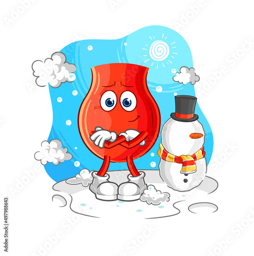 uvula in cold winter character. cartoon mascot vector