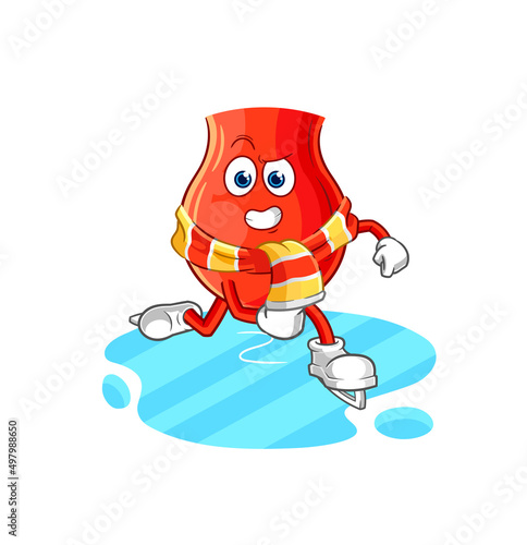 uvula ice skiing cartoon. character mascot vector