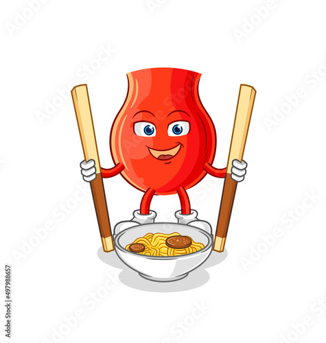 uvula eat noodle cartoon. character mascot vector
