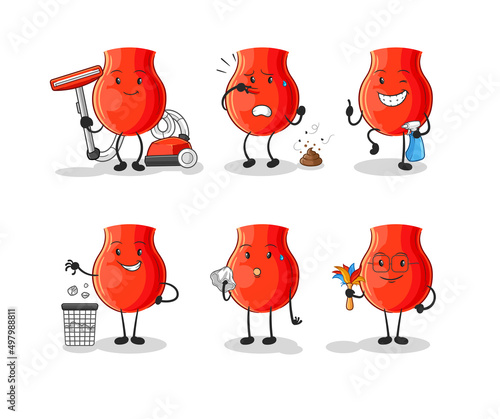 uvula cleaning group character. cartoon mascot vector