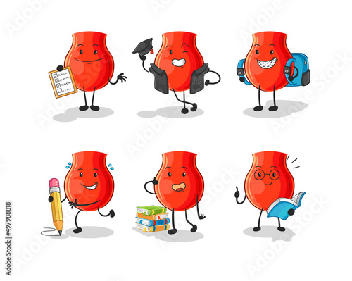 uvula education set character. cartoon mascot vector