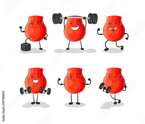 uvula exercise set character. cartoon mascot vector