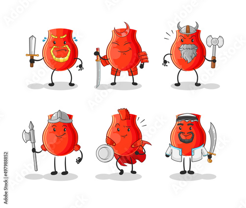 uvula warrior group character. cartoon mascot vector