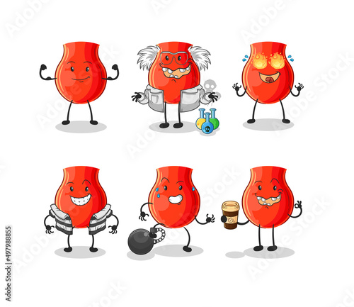 uvula villain group character. cartoon mascot vector