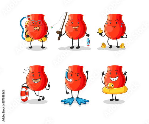 uvula water activity group. cartoon mascot vector