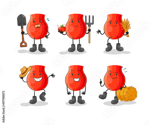 uvula farmer group character. cartoon mascot vector