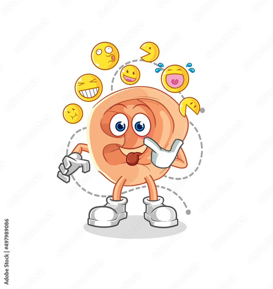 ear laugh and mock character. cartoon mascot vector ear laugh and mock character. cartoon mascot vector